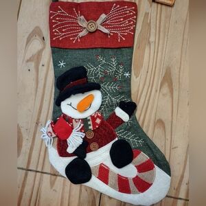 Hobby Lobby Snowman Stocking - Red, Green, and Black